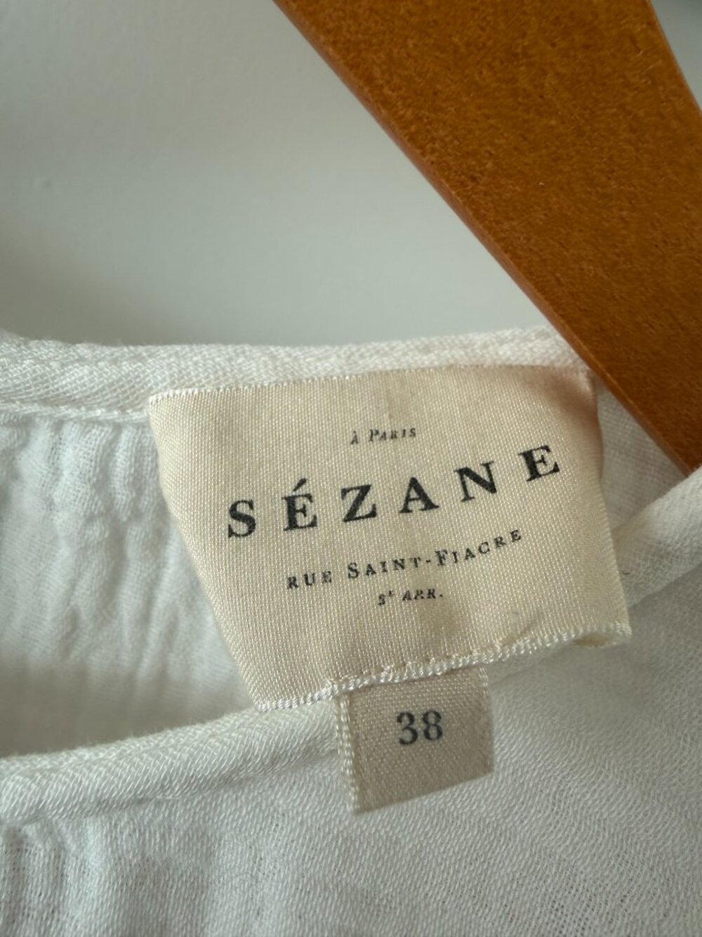Sézane Ester Ecru Cotton Ruffle Sleeve Blouse Size 38 - Picture 4 of 12